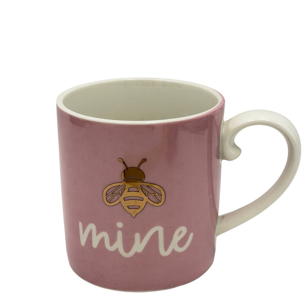 Coco Lola Pink Bee Be Mine Coffee Mug Cup White Handle Valentine's Day Gift Gold